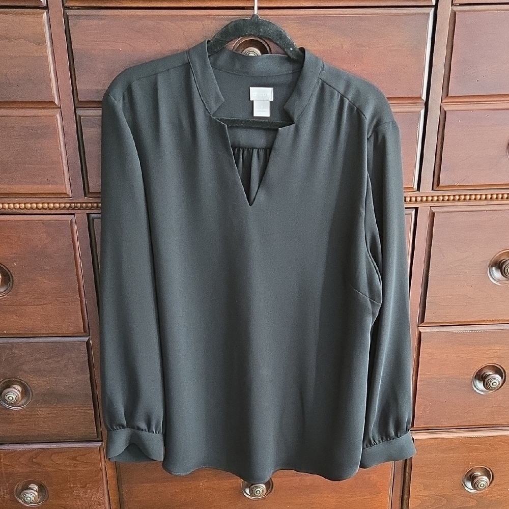 Chico's V-Neck Blouse Black Size 3